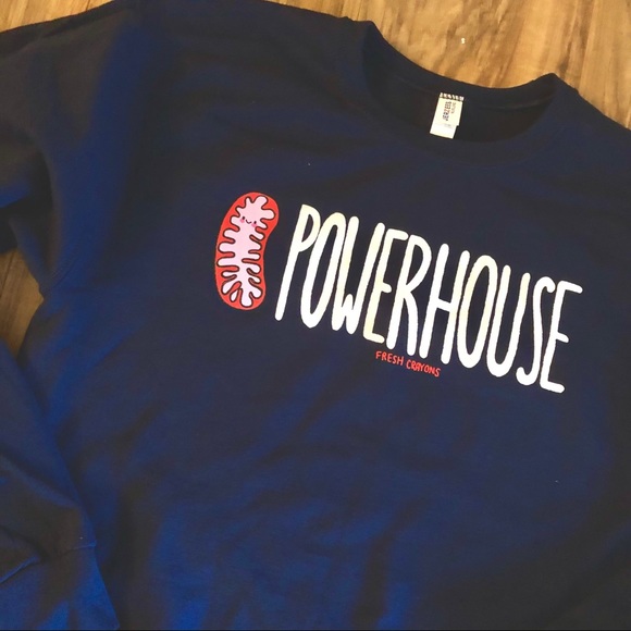 Mitochondria Powerhouse navy blue crewneck NEW - Picture 2 of 5